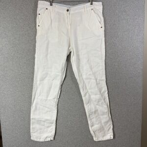 Poetry Pants Womens 16 US Off White Linen Tapered Pockets Capsule 36" waist